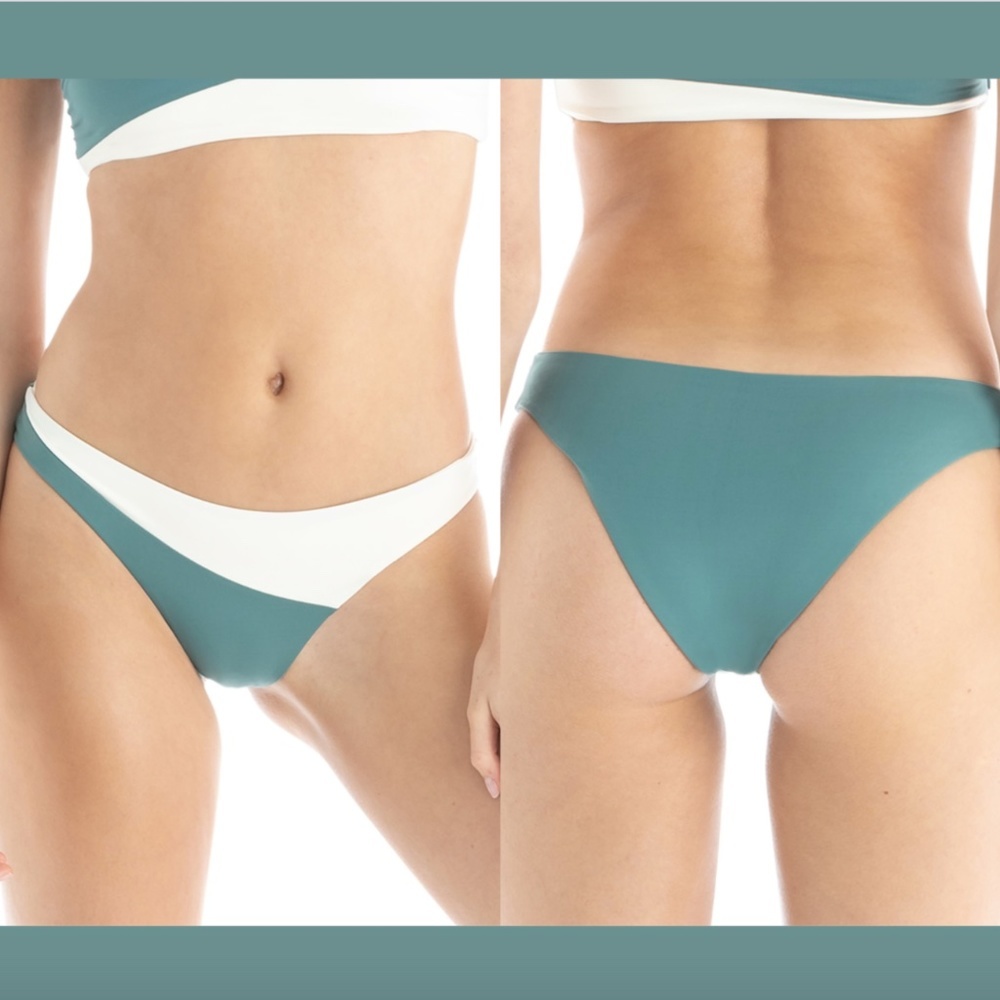 NWT $60 Tavik Jaclyn Moderate Bikini Bottom Bone / Blue Green [ SZ Large ] #3421